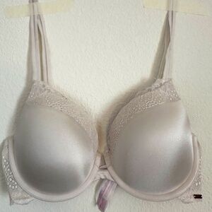 PINK white lace bra